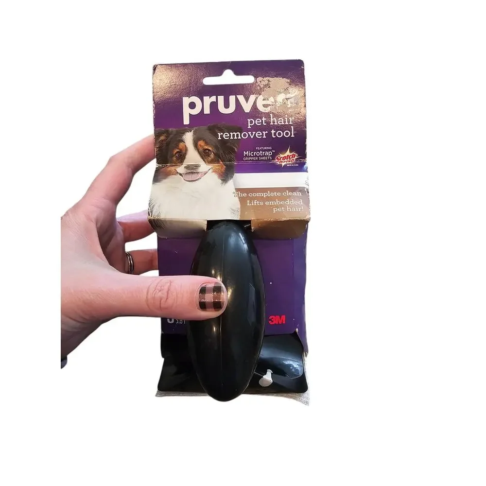 Pruven Scotch Brite Upholstery Pet Hair Remover Tool +3 Refill Sheets Dog Cat